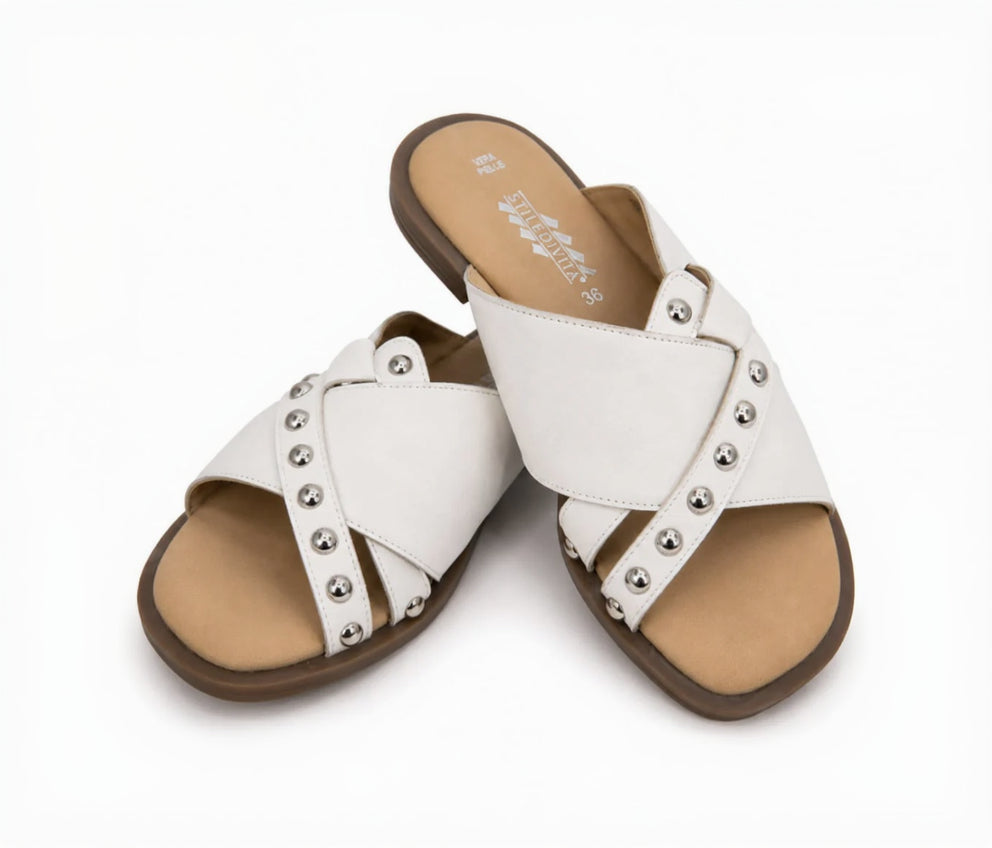 Sandales plates croisées cloutées Stile Divita